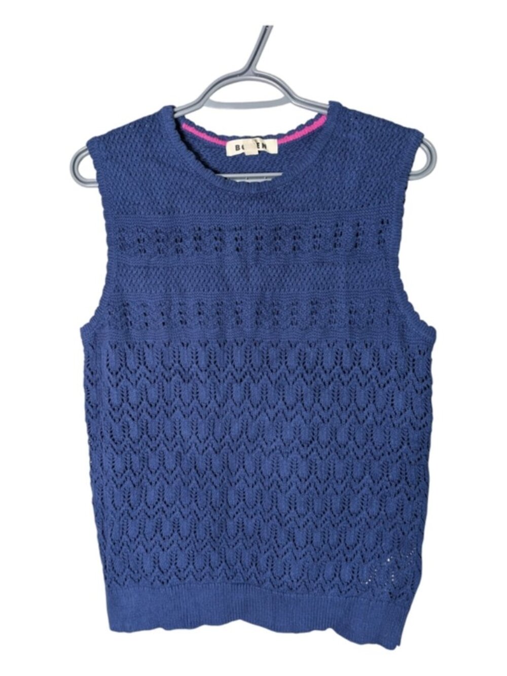 BODEN Cotton Stitch Crew Neck Tank Knit Royal Blue Size Medium